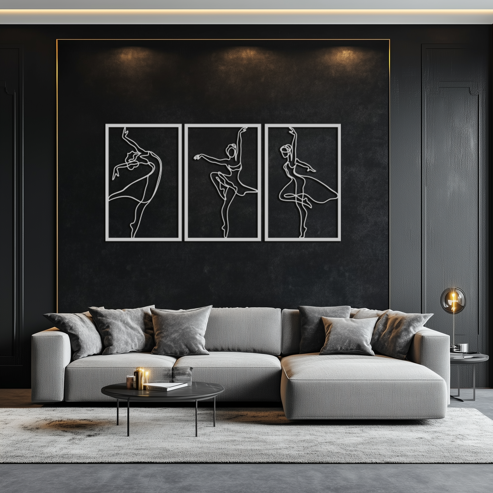 Elegant Ballerina Trio Metal Wall Art - Graceful Dance Silhouettes - KAF205
