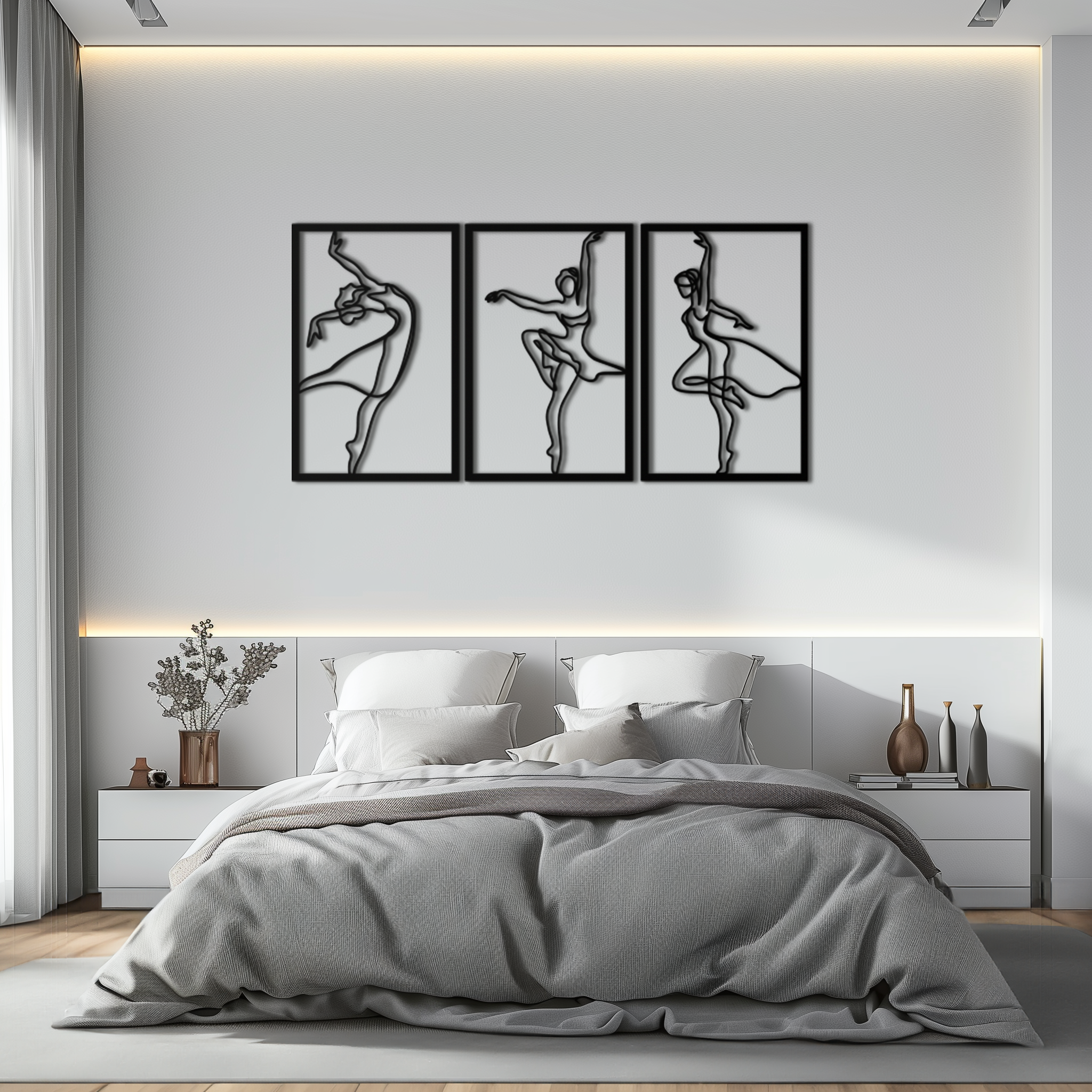 Elegant Ballerina Trio Metal Wall Art - Graceful Dance Silhouettes - KAF205