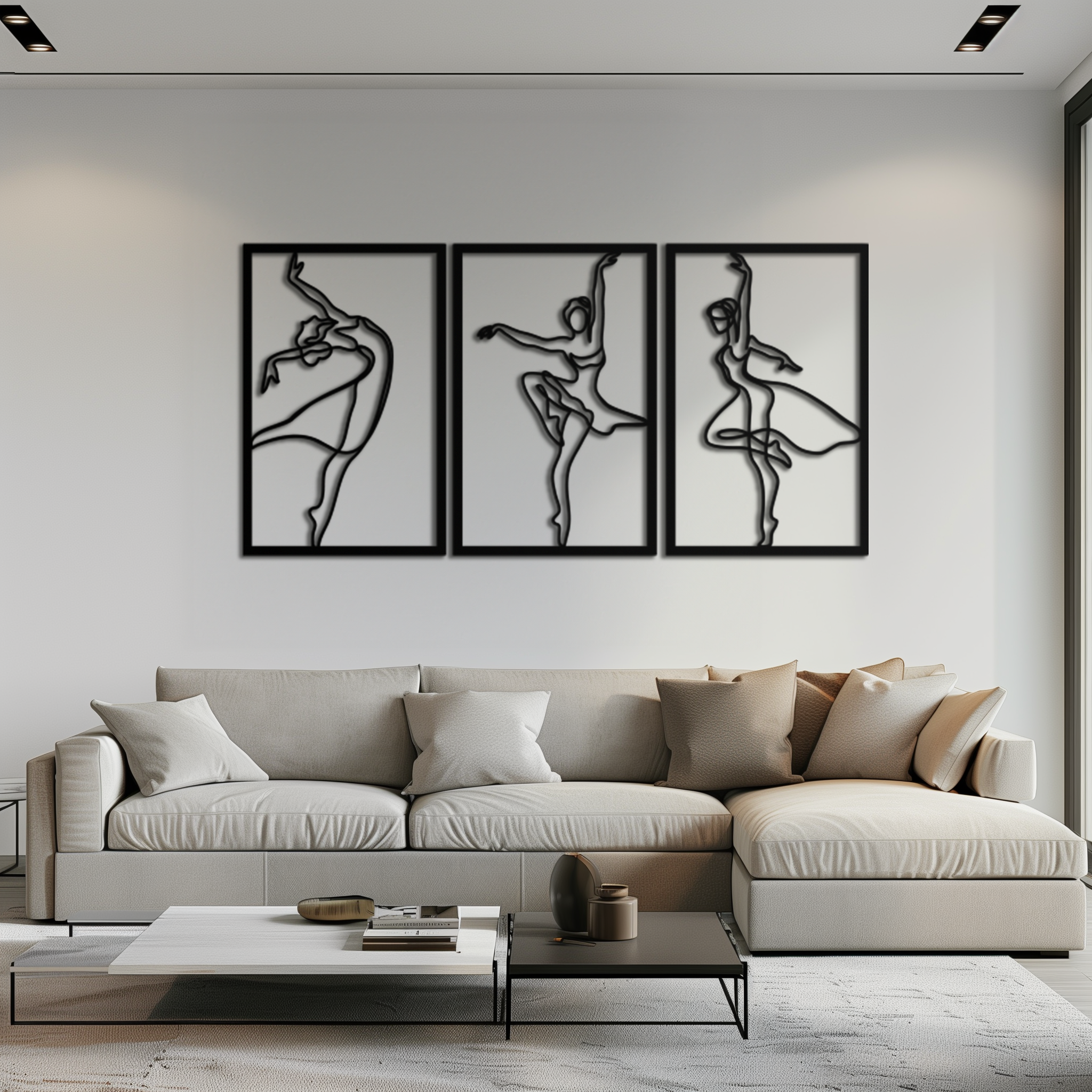 Elegant Ballerina Trio Metal Wall Art - Graceful Dance Silhouettes - KAF205
