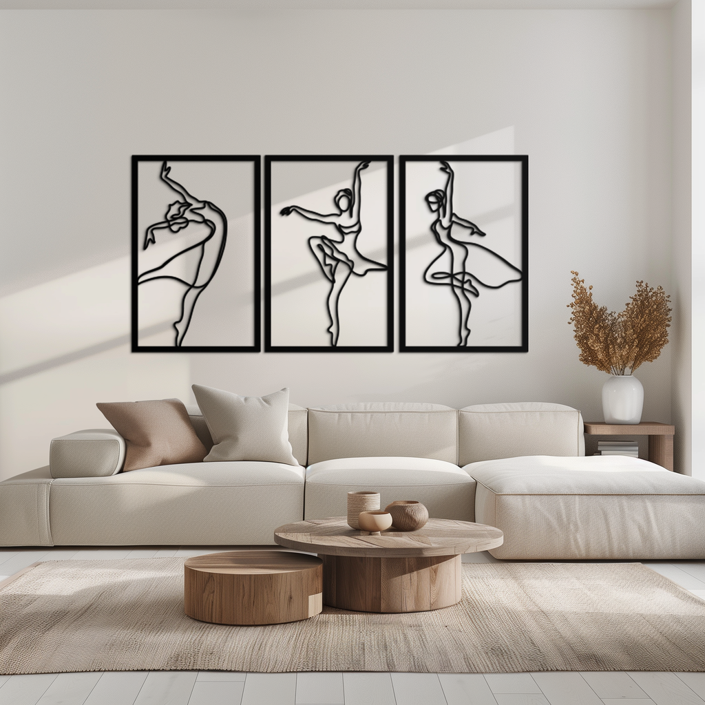 Elegant Ballerina Trio Metal Wall Art - Graceful Dance Silhouettes - KAF205