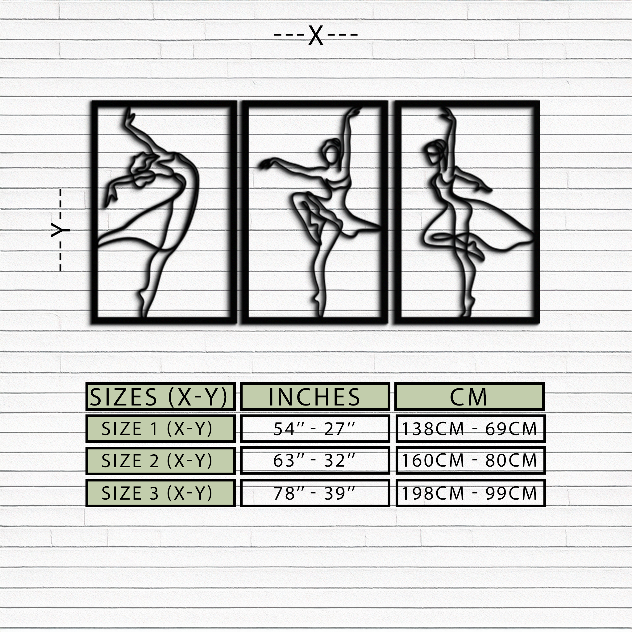 Elegant Ballerina Trio Metal Wall Art - Graceful Dance Silhouettes - KAF205
