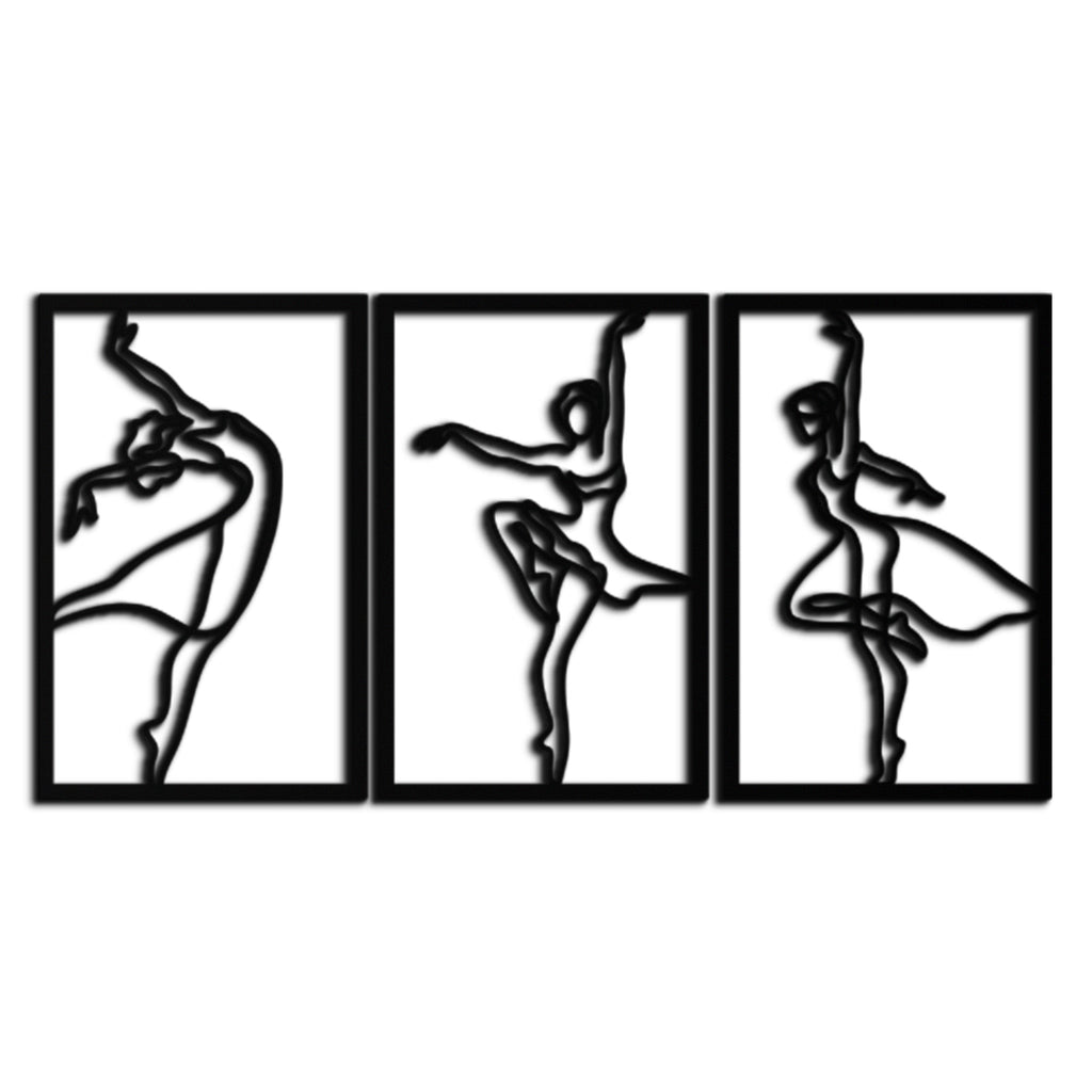 Elegant Ballerina Trio Metal Wall Art - Graceful Dance Silhouettes - KAF205