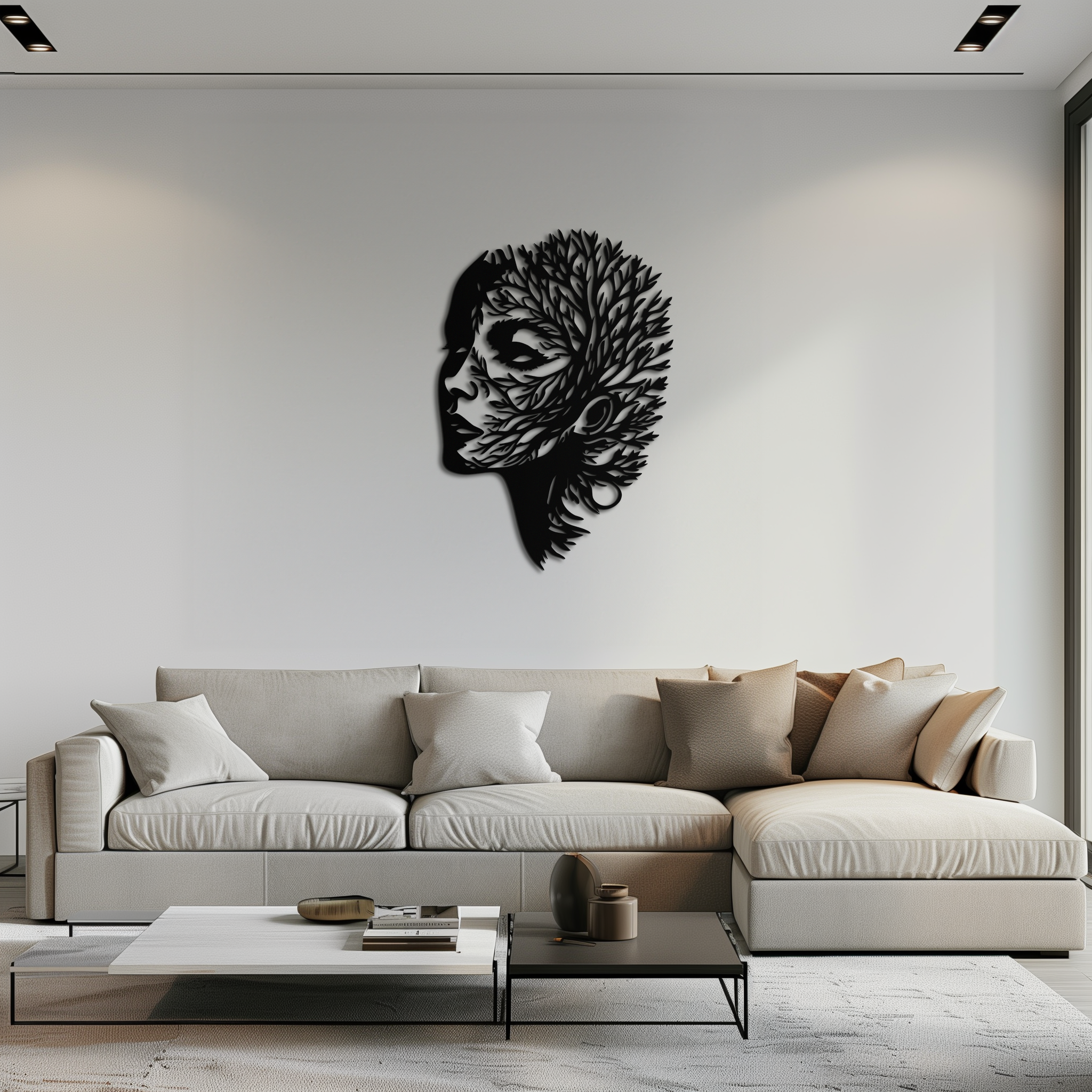 Tree Woman Metal Wall Art - Nature-Inspired Female Silhouette Decor- KAF472