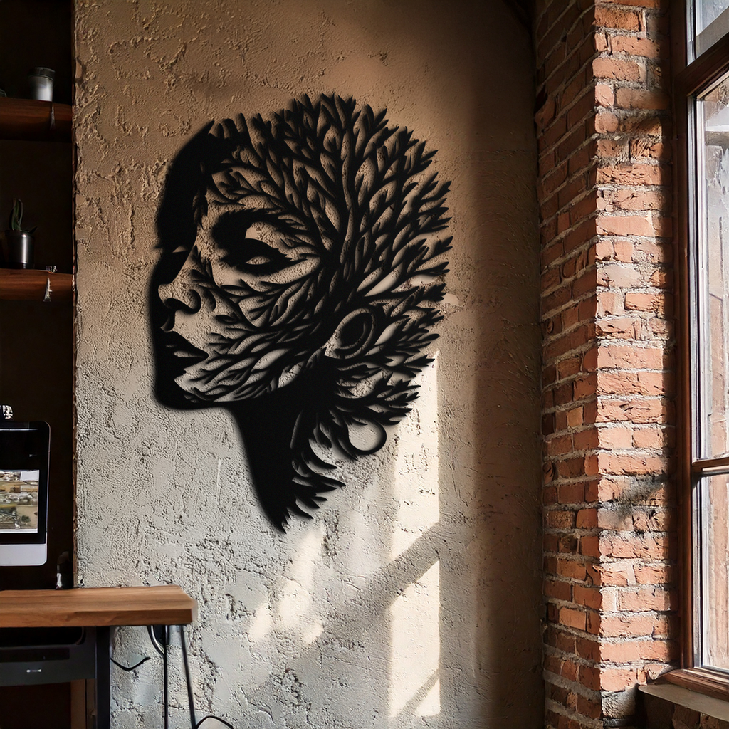 Tree Woman Metal Wall Art - Nature-Inspired Female Silhouette Decor- KAF472
