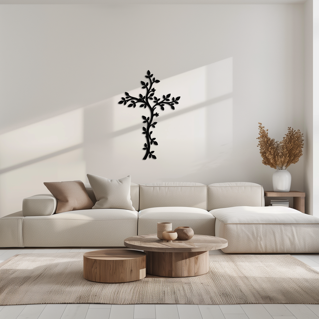 Cross Metal Wall Art - Sacred Christian Steel Wall Decor- KAF483