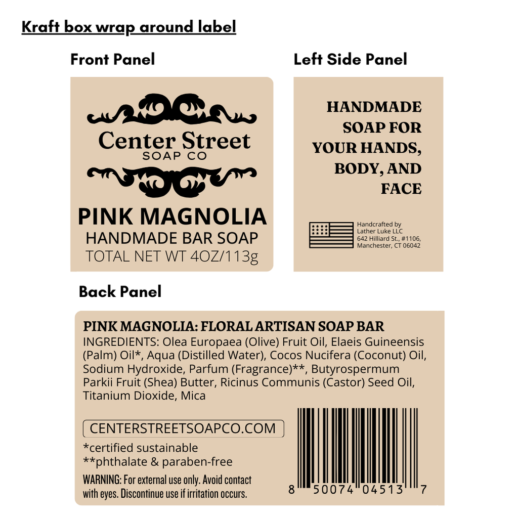 Pink Magnolia Valentine's Handmade Soap Bar