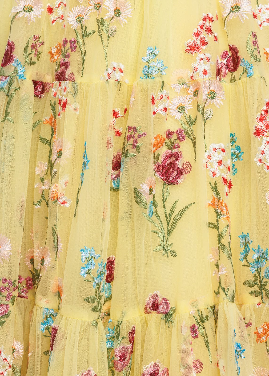Margaret Floral Embroidered Midi Dress Yellow